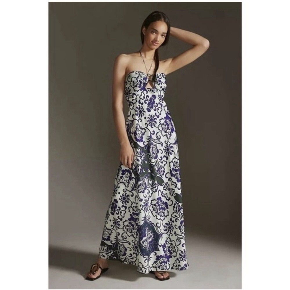Delfi Collective Anthropologie Floral Halter Cutout Maxi Dress M NWT